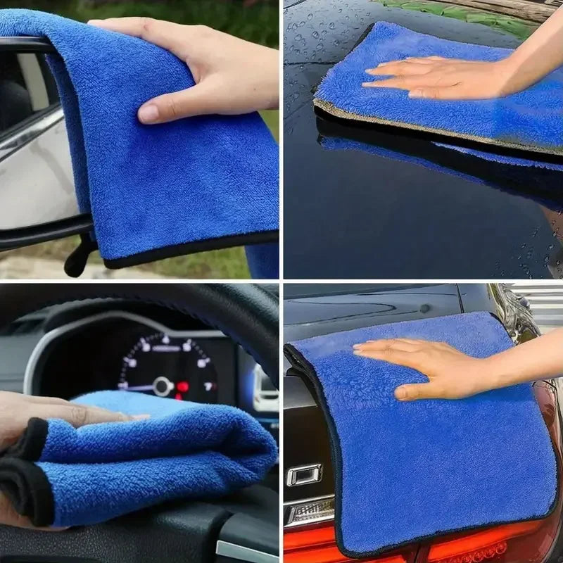 1-5 pcs Microfiber Car Washing Towel Soft Quick Drying Windows Mirrors Wiping Rags Home Double Layer Cleaning Cloths 500GSM