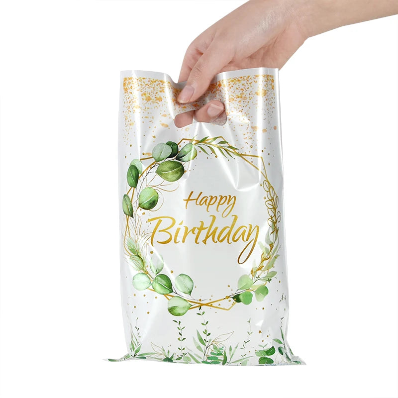 Green Eucalyptus Leaf Disposable Tableware Paper Plate Cup Napkin Banner Kids Adult Happy Birthday Birthday Party Decor Supplies