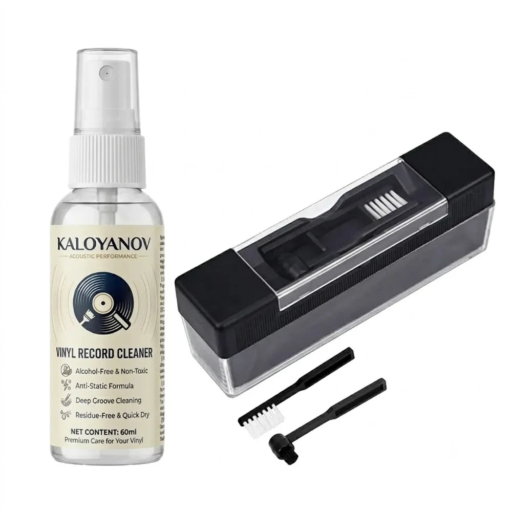 Vinyl Record Cleaner Kit Turntable LP Cleaning Brush Set Anti-Static Spray Cloth Stylus Dust Remover for Phono Gramophone
