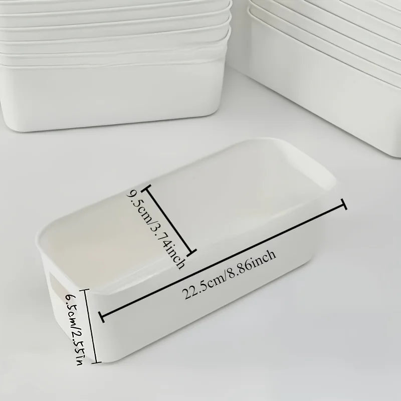 4pcs White Plastic Storage Boxes - Suitable for Drawer, Shelf, Wardrobe,Office, Bedside - Store Phone Cases,Socks- Space-Saving