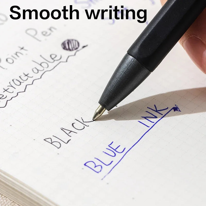 DELI Smooth Writing Ballpoint Pens 0.7mm Black and Blue Ink Pens 12PCS Pack of Retractable Ball Pen for Office School Home