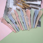 Straw Cutlery Set Modern Portable Fork, Spoon, and Knife Set with Storage Case Ideal for Office, School, and Picnics