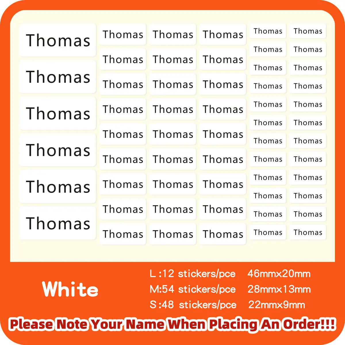 114 Waterproof Personalized White Label Custom Name Sticker Kindergarten Tag Children School Stationery Daily Necessities Labels