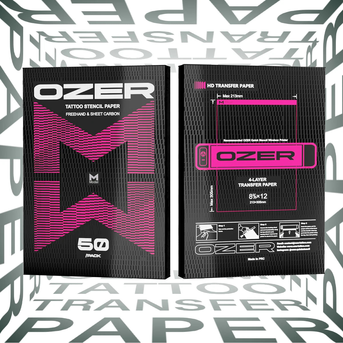 OZER 50 Sheets Tattoo Transfer Paper A4 Size, Thermal Copier Template Paper for Thermal Copier Template Paper for Tattoo Artist