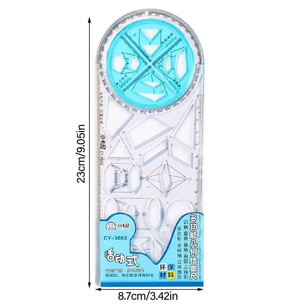 Rotary Multi-function Geometric Drawing Ruler Protractor Learning Measuring Tool Creative Stationery Gift School Office Supplies