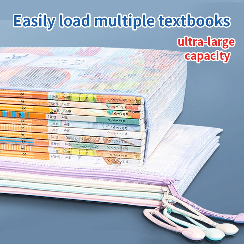 5/10/20/30PCS Mesh Zipper Pouch Document Bag Waterproof Zip File Folders A4 A5 Size Office School Supplies Document Storage Bags