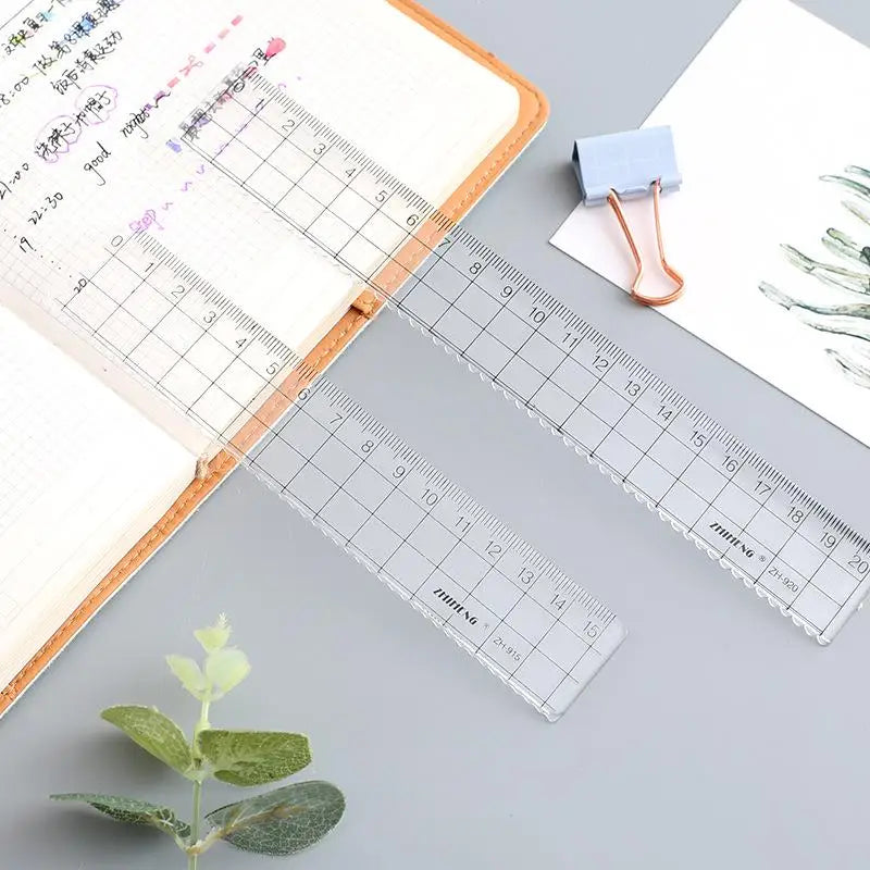 1/3Pcs Simple15cm 18cm 20cm Transparent Simple Ruler Square Ruler Cute Stationery Drawing Supplies