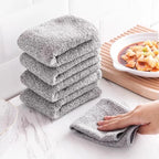 1/100PCS Gray Bamboo Charcoal Thickened Super Absorbent Dishcloth Anti-grease Kitchen Wiping Rags Microfiber Cleaning Cloths