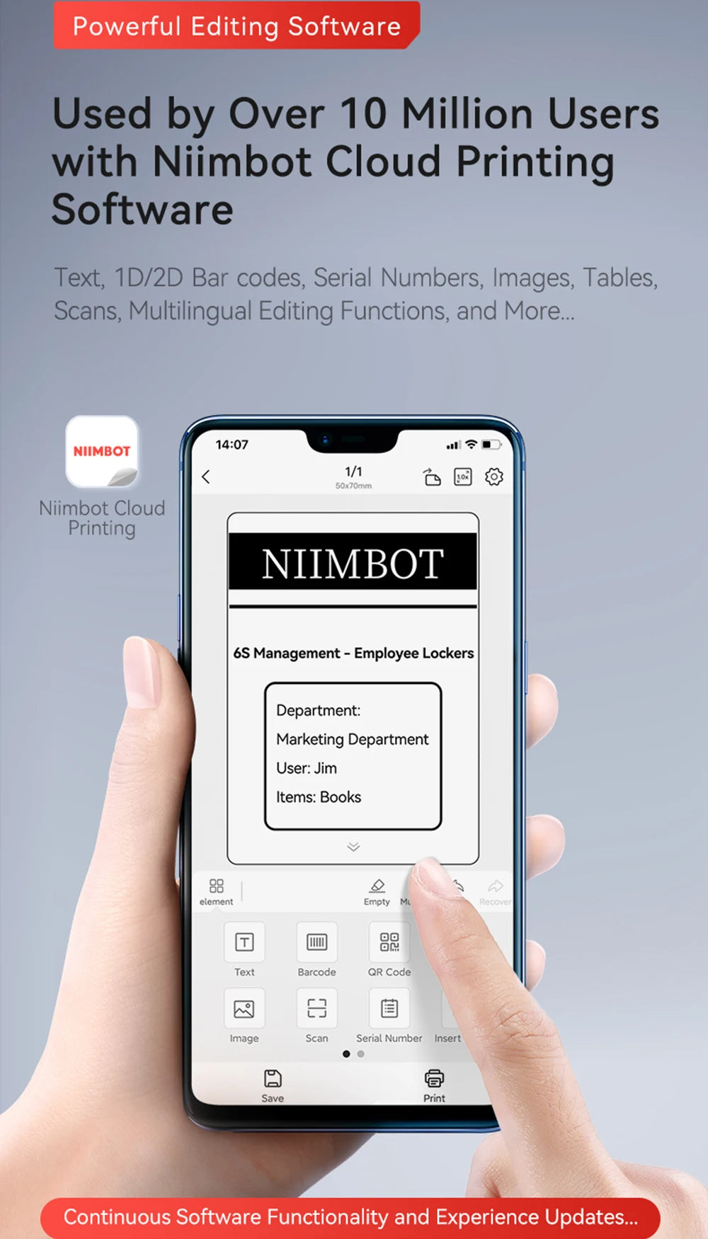 Niimbot M2 Thermal Transfer Label Printer 300 DPI High Definition Wireless 20-50 MM Print Width Label Maker Support Phone/PC