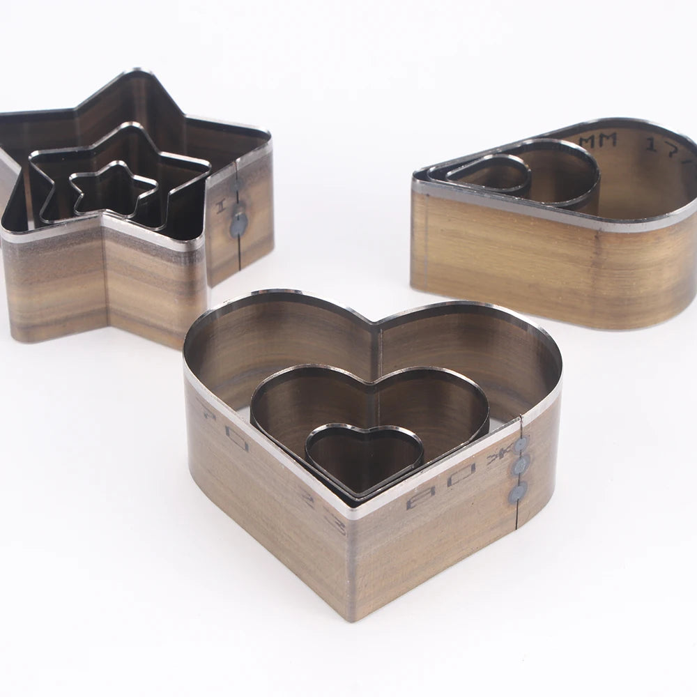 3pc DIY Cutting Punch Die Mold, Love/Star/Water Drop Handmade Leather Puncher, Making Creative Leather Craftwork Stencil Mould