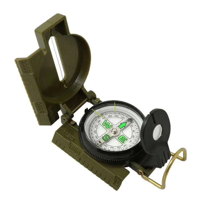 Aluminum alloy Portable Army Green Folding Lens Compass Metal Military Marching Lensatic Camping Compass Guide High Precision