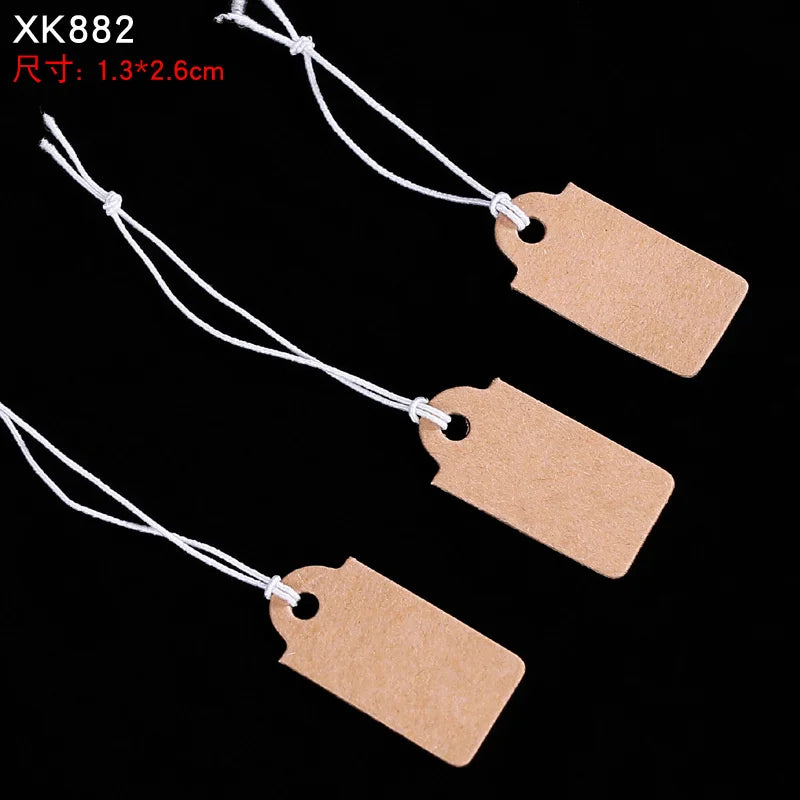 100pcs Jewelry and Jewelry Small Tags DIY Blank Hanging Rope Small Hang Tags Cowhide Elastic Thread Hanging Tags Price Tag