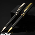 STONEGO Capless Ballpoint Pen, Simply Twist Roller Ball Pen Black Gel Ink Medium Point 1.0mm Smooth Writing Signature Pens