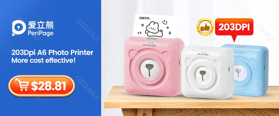 9 Colors Peripage A6 304DPI Mini Photo Printer Notes Sticker Label Printing Machine Bluetooth Portable Wireless Printer Marker