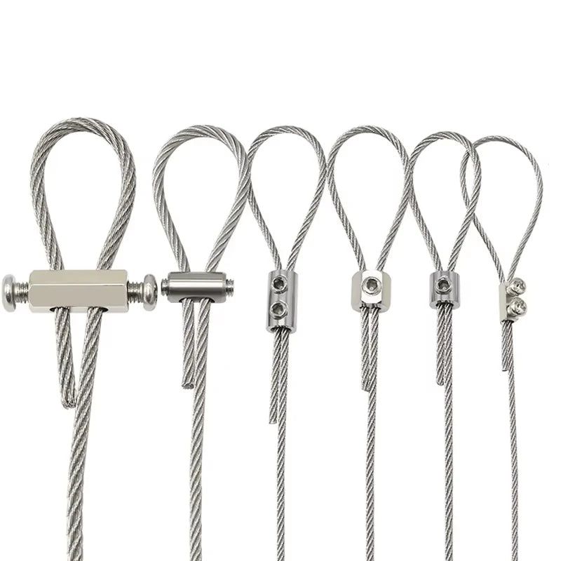 10-20pcs Steel Wire Rope Cable Clamp, Adjustable Metal Fixture Suitable for 1-4mm Stainless Steel Wire Rope