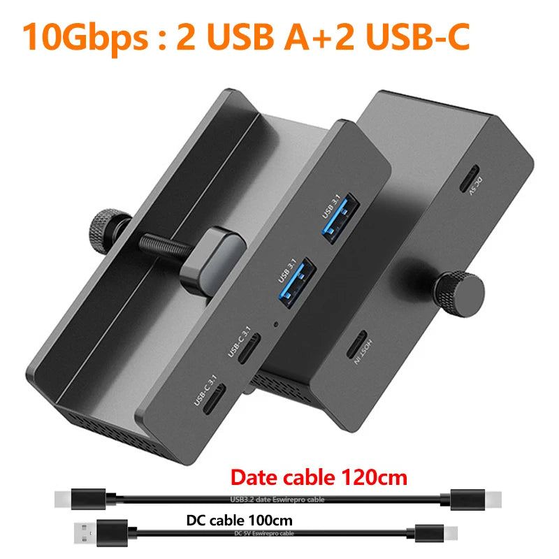 10Gbps USB HUB Clamp USB3.2/3.0/2.0 Splitter Adapter External Multi Clip Dock For iMac Macbook Lenovo Desktop PC Accessories