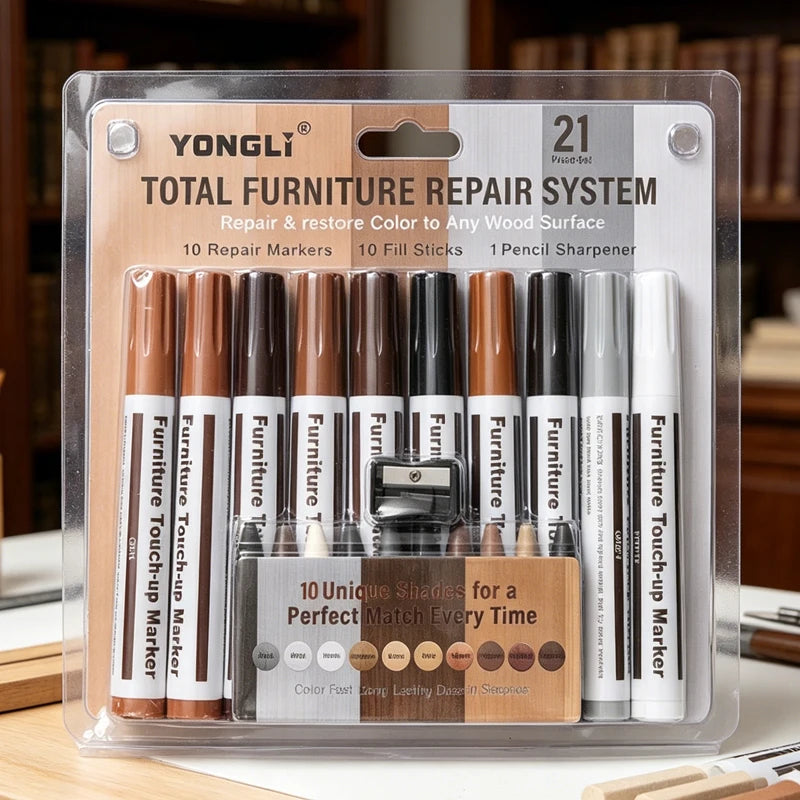 13/21Pcs Furniture Repair Pen Markers Remover Wood Scratches Restore Kit Scratch Filler Paint Wooden Cabinet Floors Tables
