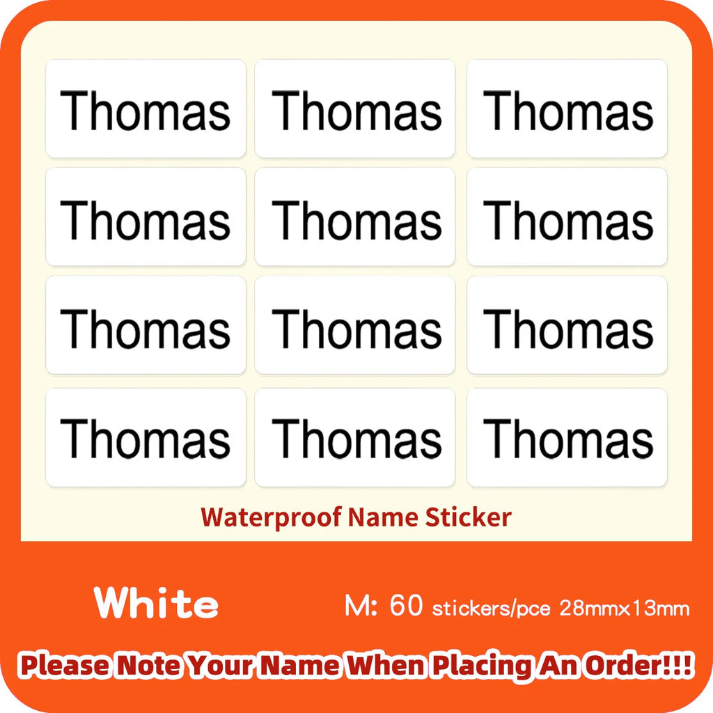 114 Waterproof Personalized White Label Custom Name Sticker Kindergarten Tag Children School Stationery Daily Necessities Labels