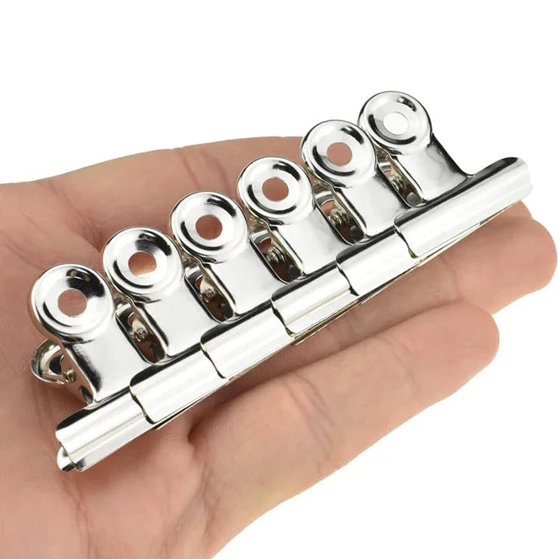 6Pcs Metal Paper Clip Foldback Metal Binder Clips Multi-functional Clamp Binder Paper Clips Office School Stationery Supplies