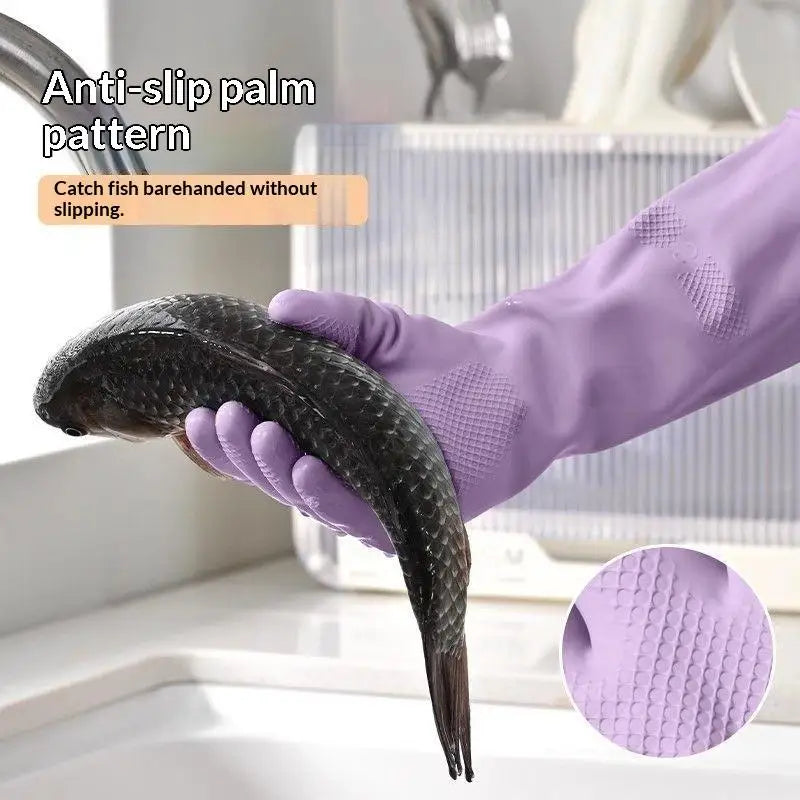 Water Resistant Dish Washing Gloves 1 Pair Durable Latex Rubber Gloves Reusable for Kitchen Cleaning Laundry Gardening Use