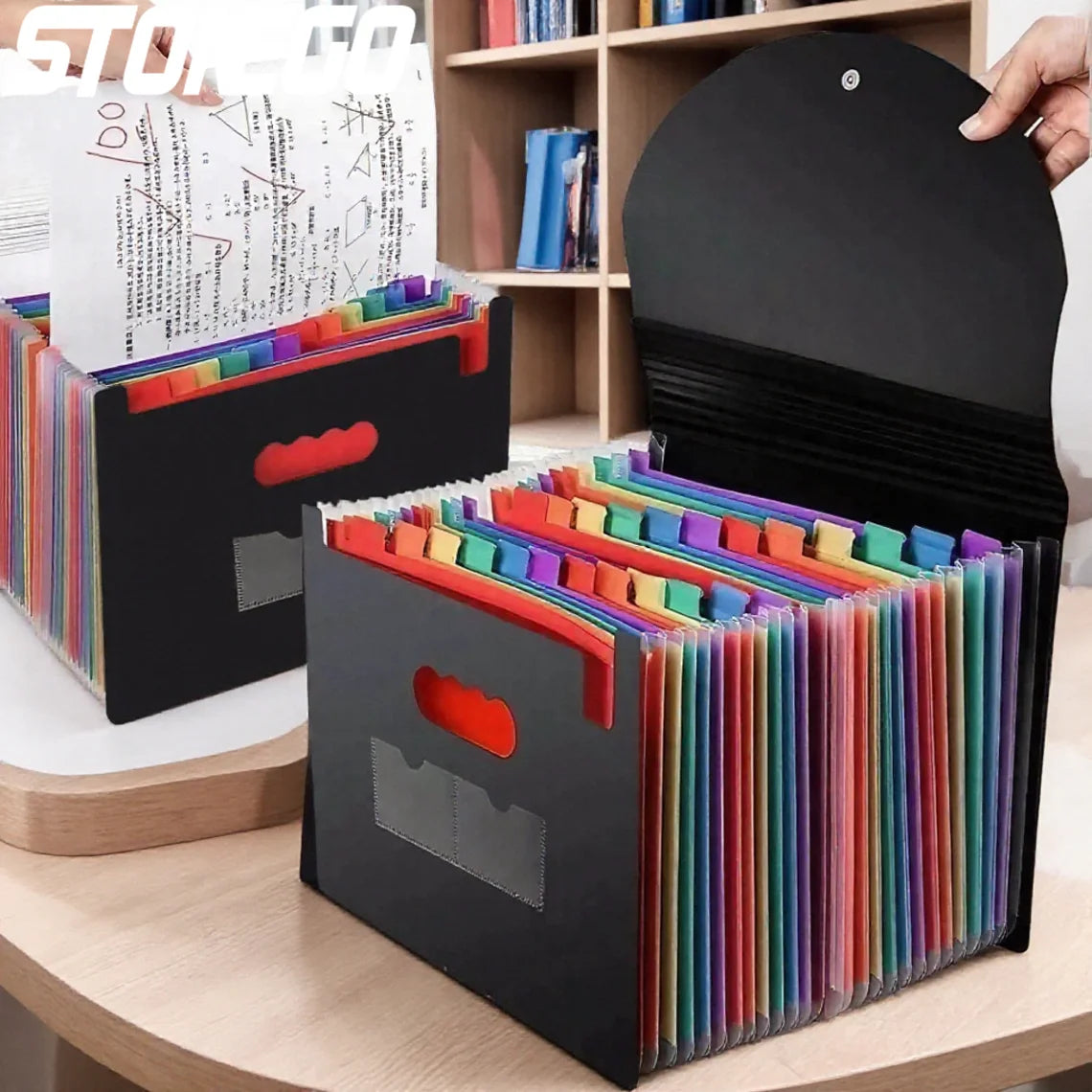 Durable Waterproof 13/25 Grid Accordion File Organizer Three-Side Sealed Flap Office Document Storage Bag