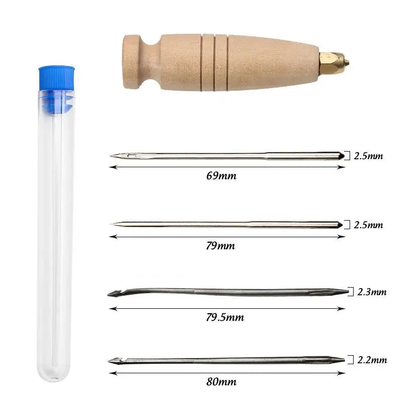 Leather Sewing Awl Set Metal/Wood/Plastic Multifunctional Shoes Repair Tool Kit Punch Stitching Needles DIY Candle Mold Punching