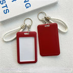 1Pc Solid Color Student Bus ID Card Protective Cover Keyring School Access Door Card Credit Card Holder Bag Set Key Chain