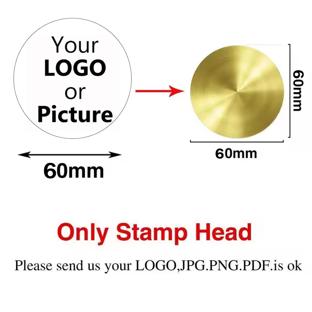 Custom Brass Wax Seal Stamp Personalized LOGO 25/30/40/50mm Round/Square Wax Sealing Head For Wedding Invitation Card Decor Seal