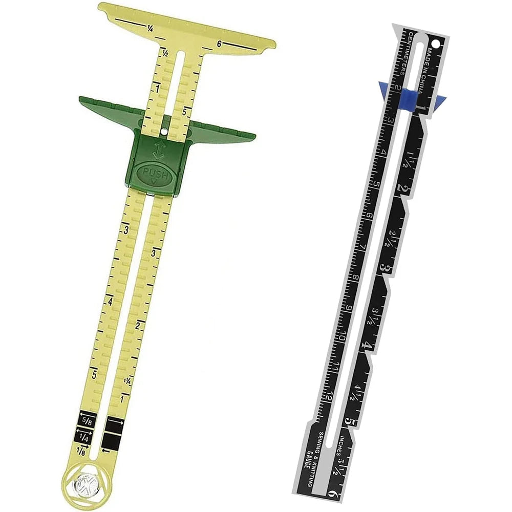 5-in-1 Sliding Gauge Measuring Tool Multifunctional Plastic Drawing Ruler Household Tailor's Patchwork Ruler Sewing Accessories