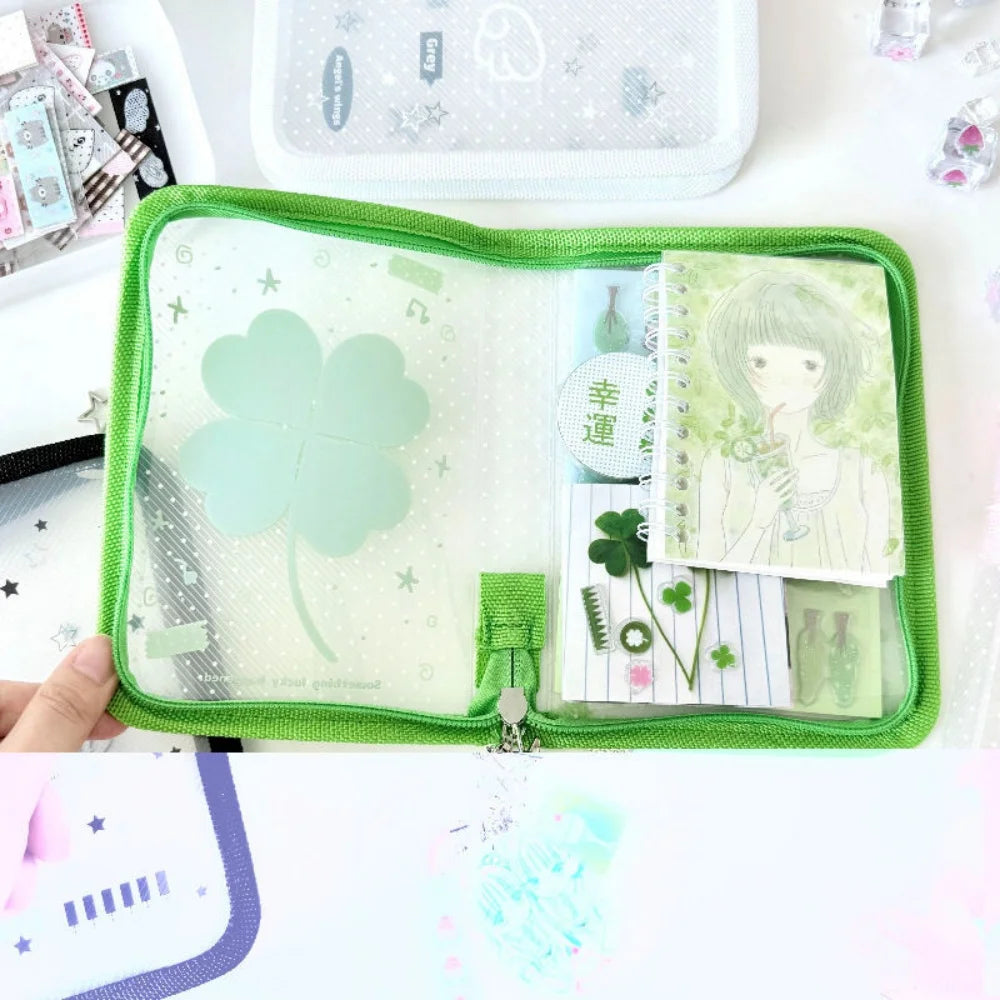 A6 Size Cute Stationery Storage Folder File PP Twill Zipper Pouch Document Bag Zip File Folder School Office Supplies