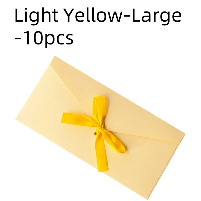 10 Pcs/set Envelope Pearlescent Paper Bow Thicken Ribbon Retro Creative Color Stationery Wedding Invited Gift