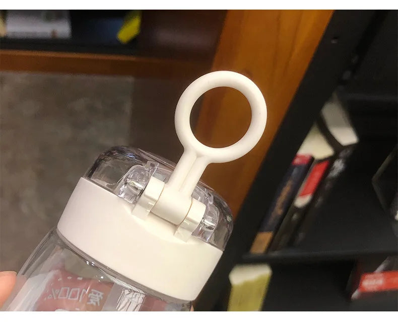DIY 400MLSchool Bottle Plastic Customize Print Name Kid's Children Cup Straw Tube Ring Handle Easy Take Food Safety Material