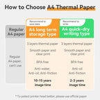 A4 Thermal Paper Printer Paper for A4 Portable Printer,For M08F-Letter, M08F M832,M833, M834,M835, 8.27"×11.69” Size, 100 sheets