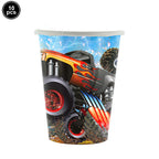Monster Truck Party Supplies Disposable Tableware Plates Napkin Banner Tablecloth for Kids Boys 2nd Birthday Party Decorations