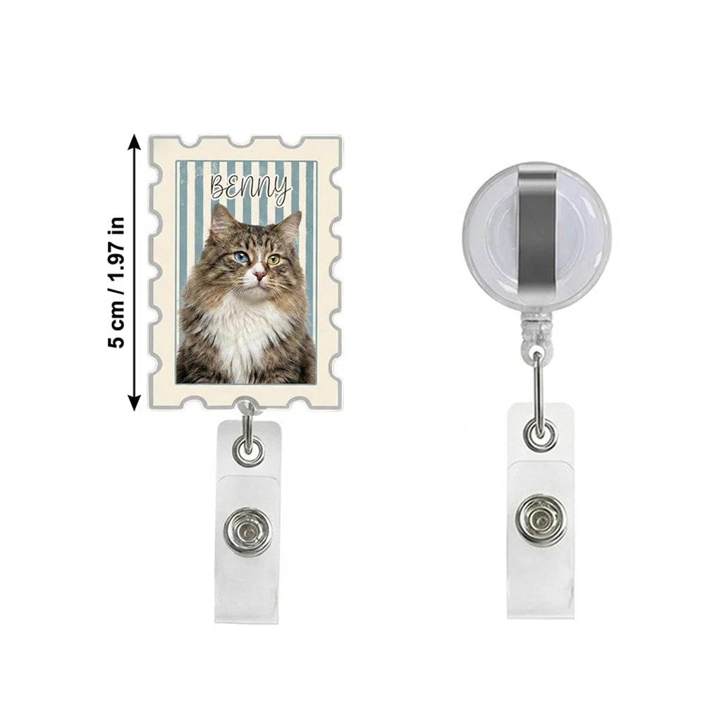 Personalized Custom Pet Picture Badge Reel,Upload Pet Photo & Name,Pet Lover Gift, Birthday, Healthcare Employees, Vet Tech