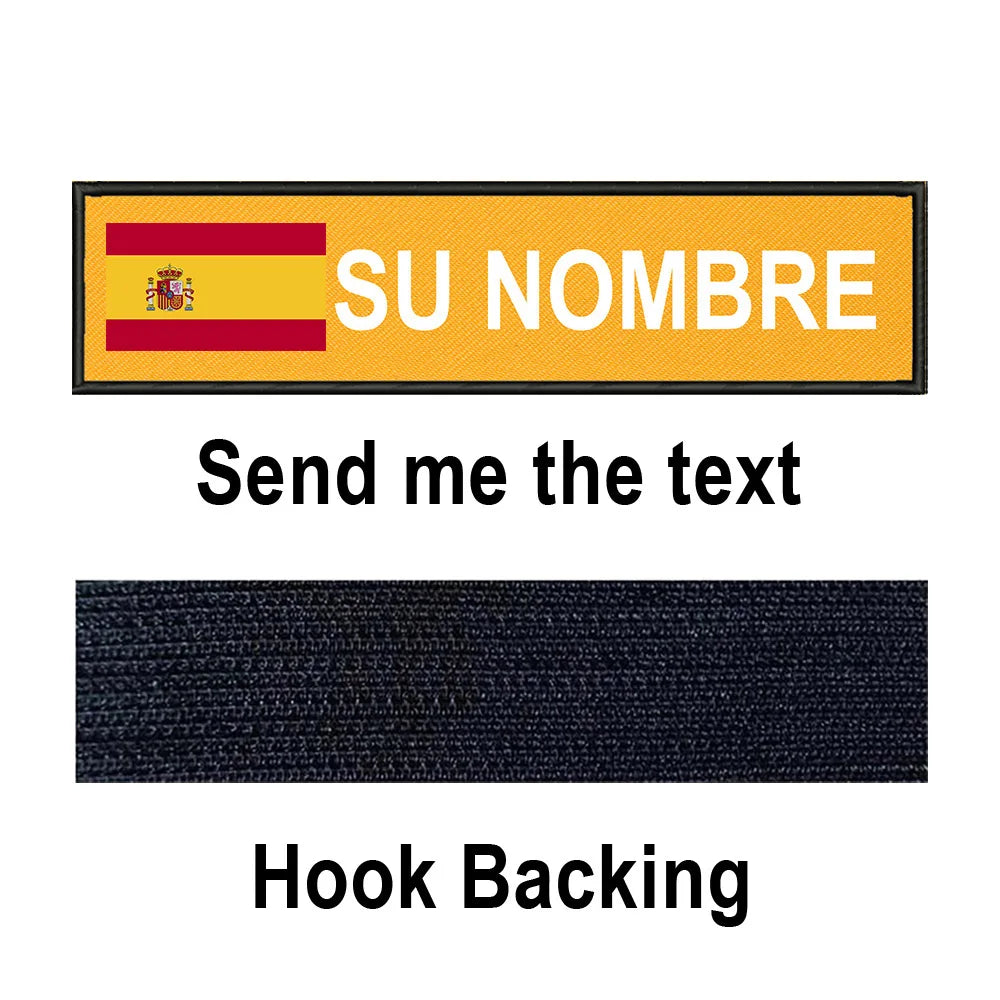 Custom Spain Flag Patch Tactical Patches Personalized Name Stripes Badge Tags Chevrons Armband Hook Loop For Military Backpack