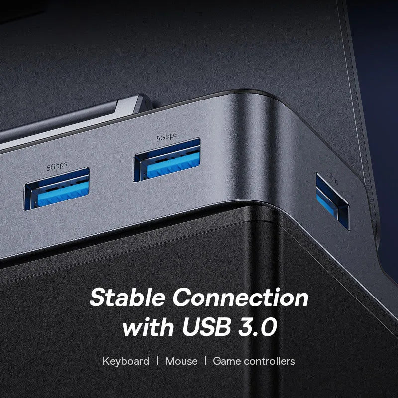Baseus USB C Docking Station for Steam Deck Nintend Switch Game Type C to HDMI 4K@60Hz RJ45 PD 100W USB 3.0 6-in-1 Type C Hub