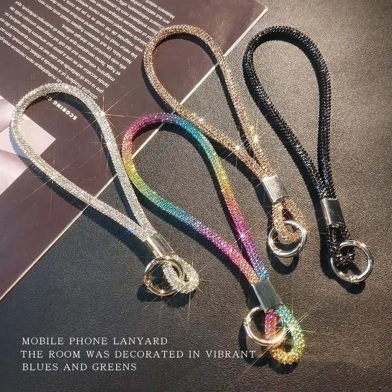 INS Glitter Phone Lanyard Phone Crystal Wrist Straps Keychain Anti-lost Rope Universal Bling Hanging Cord