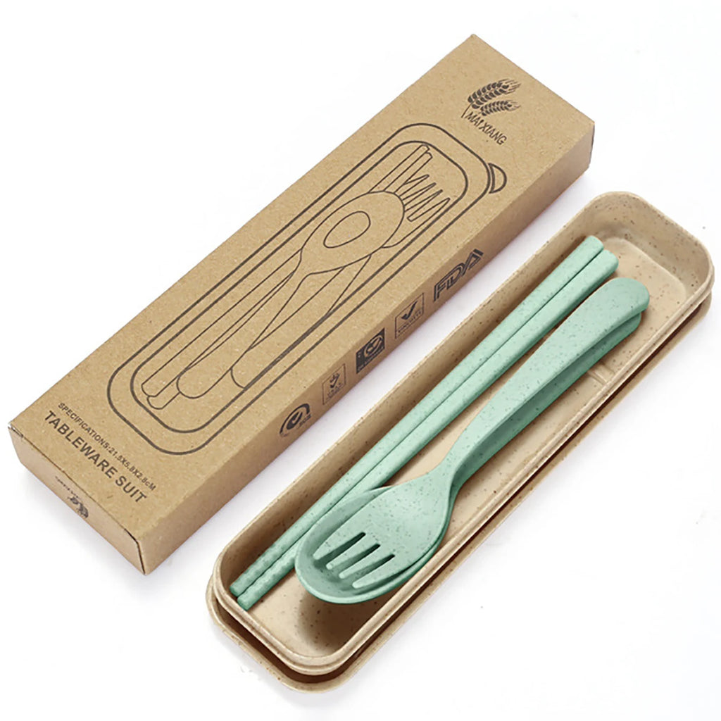 Fork Spoon Chopsticks Bowls Cup Dish Dinnerware Set High Grade Wheat Straw Tableware Children's Unbreakable Dishes Camping Set