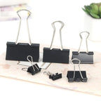 10PCS Metal Paper Clip 19 25 32 41 51mm Foldback Metal Binder Clips Black Grip Clamps Paper Document Office School Stationery