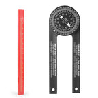 Woodworking Scale Mitre Saw Protractor 360° Angle Level with Pencil Carpenter Angle Finder Measuring Ruler Meter Gauge Tools