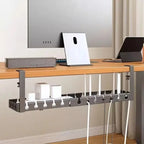 Under Desk Cable Management Tray No Drill Iron Power Strip Holder Wire Cord Organizer Clamp Mount for Home Office Desk
