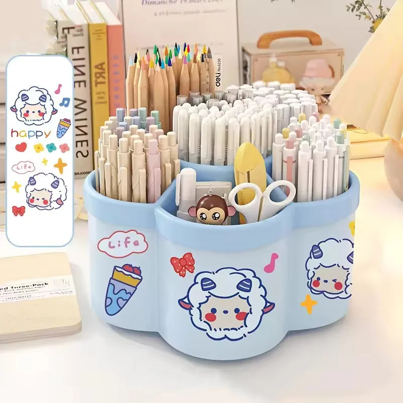 Large Capacity 360° Rotating Pen Holder Multifunctional Desktop Organizer for Stationery  Storage Box Multiple Office Supplies