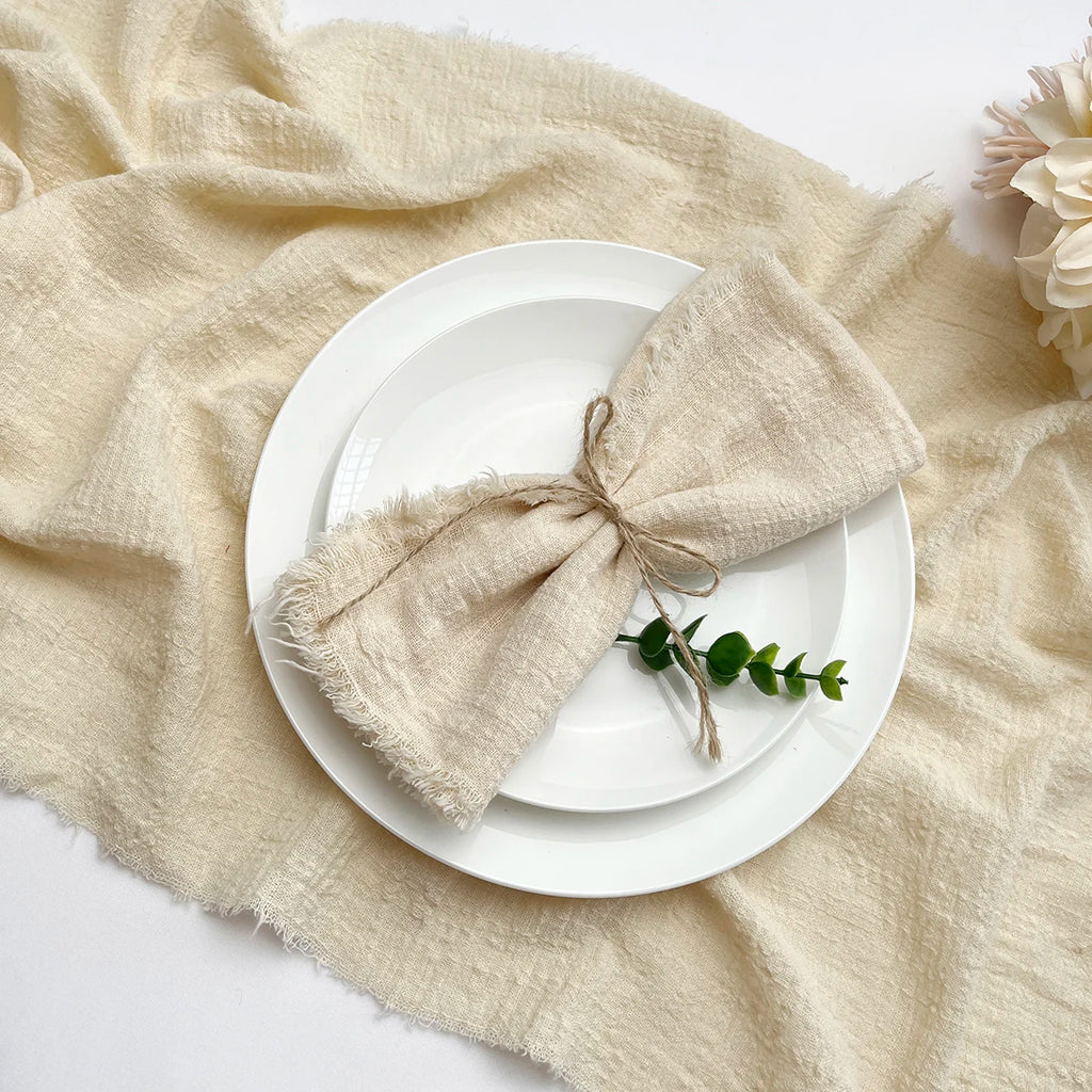 10pcs 32x32cm Wholesale Pink Gauze Cotton Napkin Reusable Tea Towel Wedding Party Christmas Table Decor Retro Burrs napkin