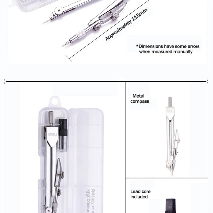 Stainless Steel Multifunctional Drafting Drawing Compass/Lead Core Math Geometry Circles Tool Durable Supplies 8600 / 8601