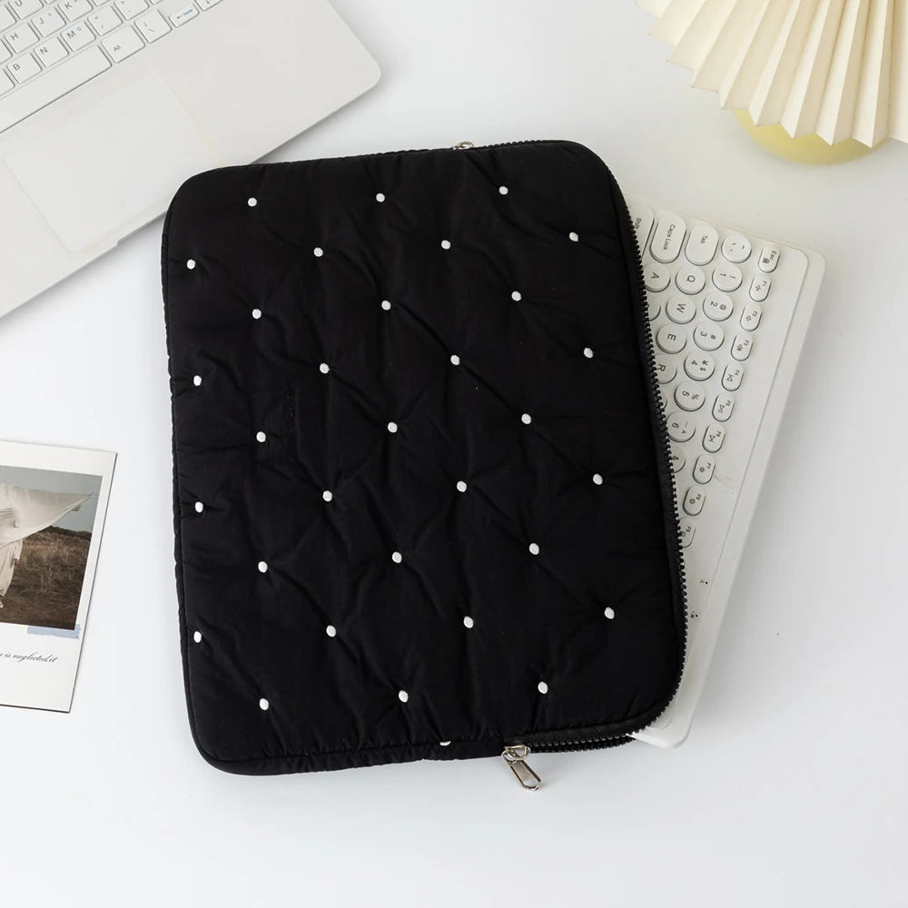 Embroidered Dot Computer Bag, Simple Solid Color Tablet Bag, Inner Bag, Laptop Storage Bag, Multiple Sizes To Choose From
