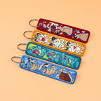 Kawaii Japanese Elf Anime Embroidery Key Fobs Key Tag Motorcycles Cars Backpack Chaveiro Keychain Fashion Keyring Friends Gifts
