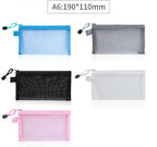 Transparent  A4/A5/A6 Mesh Zipper Pouch Clear Document Bag Book File Folders Stationery Pencil Case Storage Bags Makeup Pouch