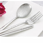 3pcs 410 Stainless Steel Portable Cutlery Set Mirror Polished Edge Rounded Comfortable Knife Fork And Spoon Three Piece Set