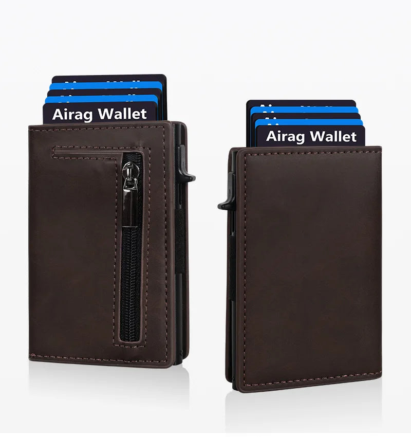Rfid Blocking Pop Up Minimalist Wallet Magnetic Credit Card Holder Luxury Men Wallet Leather Bank Cardholder Case Vallet for Men